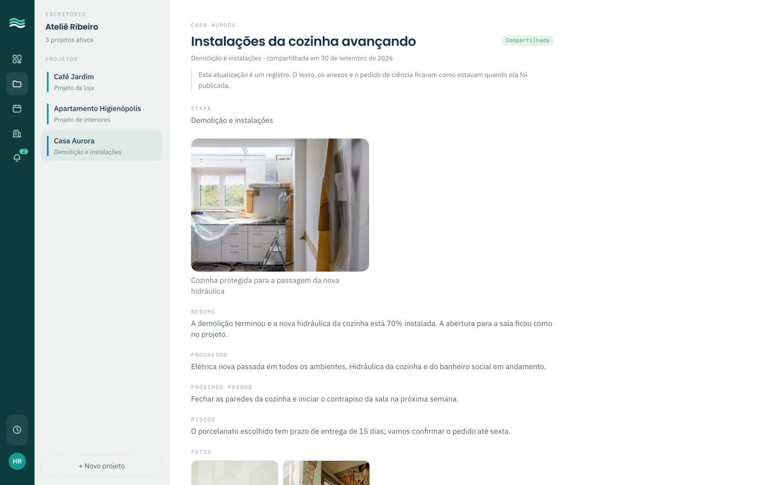 Atualização semanal com fotos