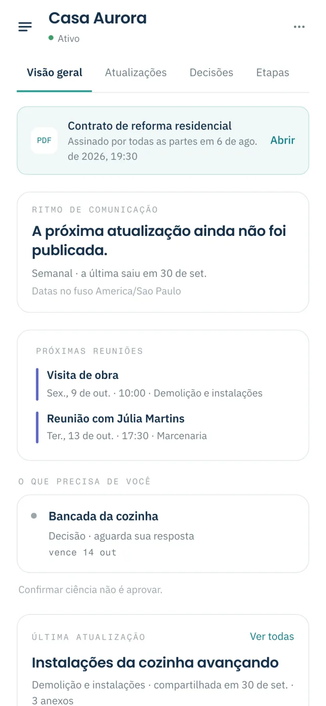 Visão da cliente no celular